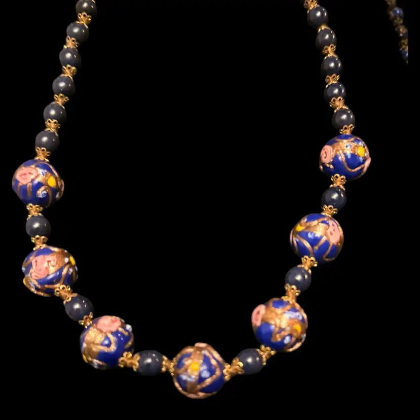 Murano Glass Wedding Cake Beaded Necklace 20”