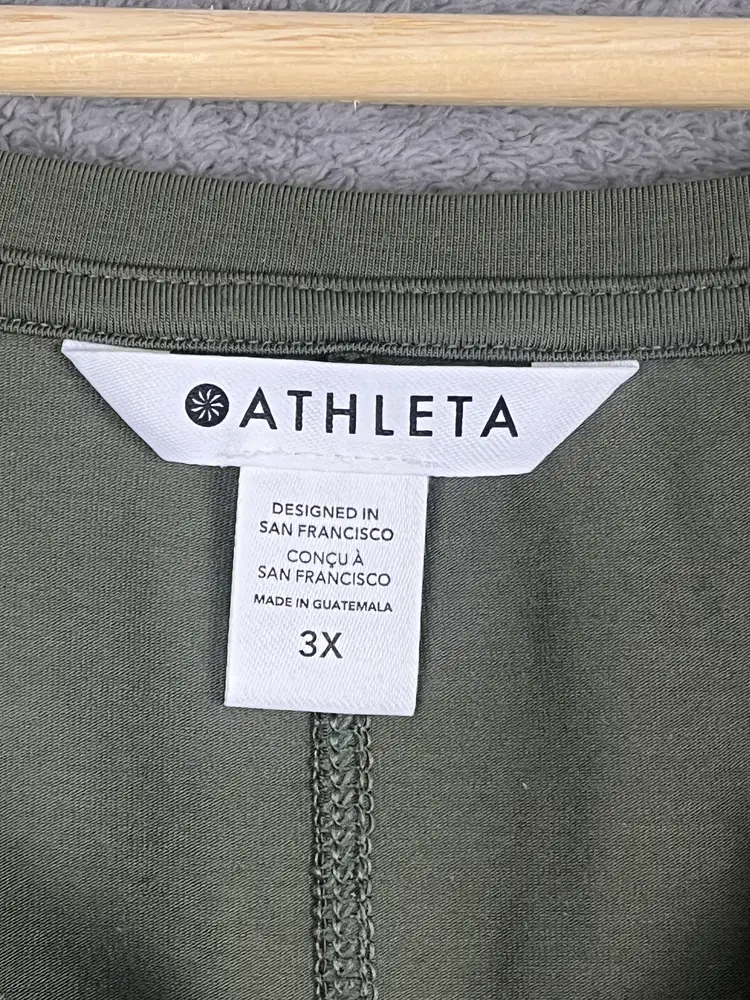 Athleta V Neck Tee Womens 3X Olive Supima Cotton Casual Activewear Athleisure