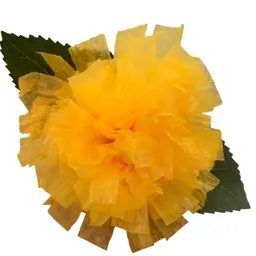 Vibrant Crepe Paper Flowers Made By Me Lemon Yellow Color Marigold Carnation Blossom 3.5-4” Diameter Blossom And 5.5-6” Tall Overall