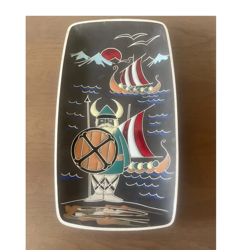 MCM Ceramic Viking Motif Wall Plaque Norway