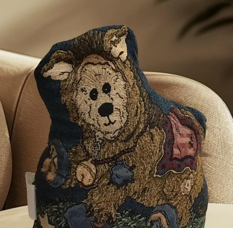 Vintage Bear Tapestry Doorstop Made USA Boyds Bears Woodworkers and Weavers Weighted