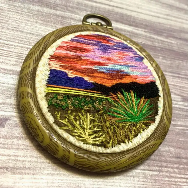 Desert Sunset Highway Hand-Embroidery - Mini 3” Hoop