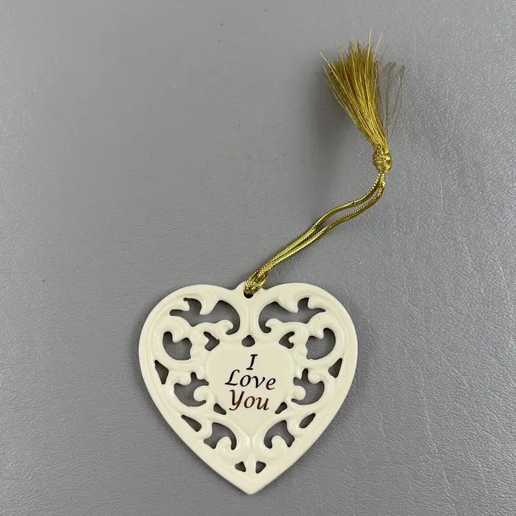 Lenox Heart Shaped Ornament I Love You Christmas Holidays 3.5"