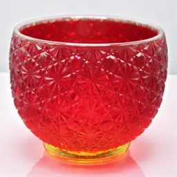 L.E. Smith Amberina Daisy & Button Rose Bowl Cadmium Glow Mid Century Art Glass 3 1/2” Tall