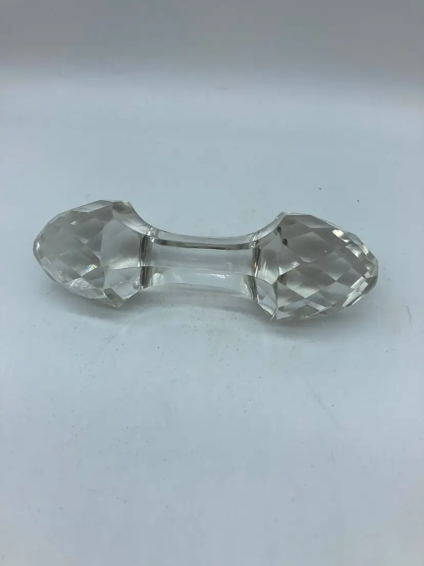 Medium Vintage Crystal Brilliant cut glass barbell-shaped knife rest