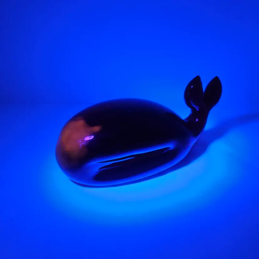 Viking Glowy Art Glass Whale Figurine Paperweight Ruby Red