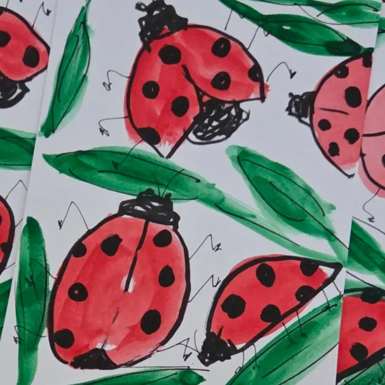Handpainted Watercolor Ladybug Card Set