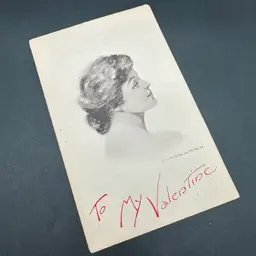 “For My Valentine” Black & White Sketch Artist Signed Antique Postcard, C. Allan Gilbert Girl