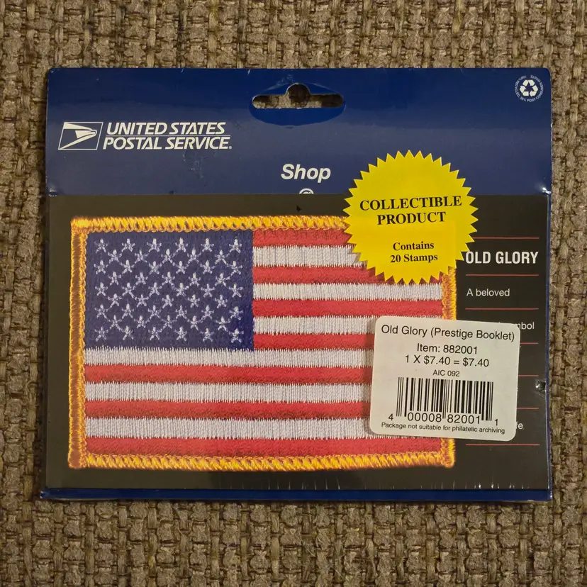 USPS Old Glory Prestige Booklet with 20 Stamps on 4 strips of 5 37c New Unopened