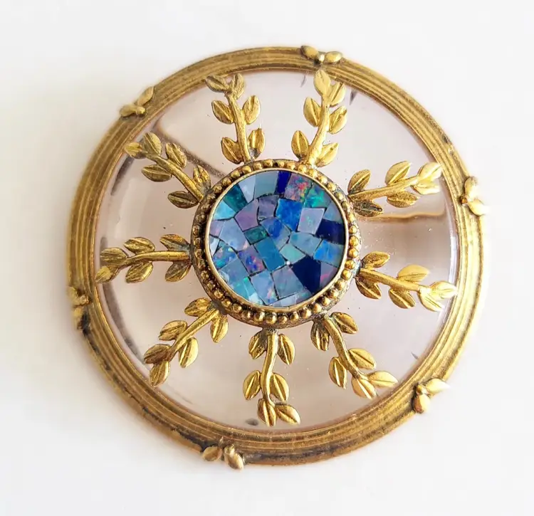Vintage MMA Metropolitan Museum Of Art 925 Vermeil Blue Mosaic Brooch