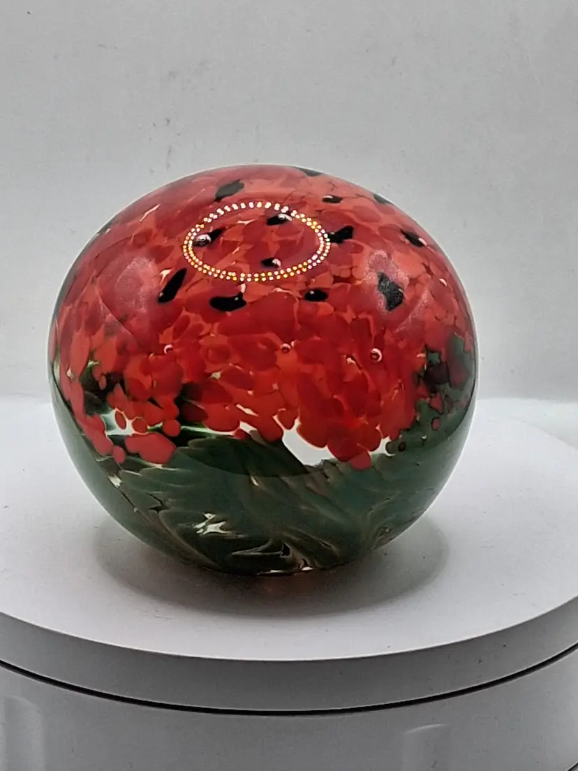 Vintage Signed Studio Art Glass Paperweight