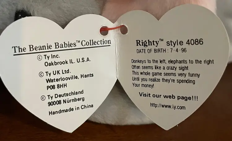 Right & Lefty 1996 Ty Beanie Babies