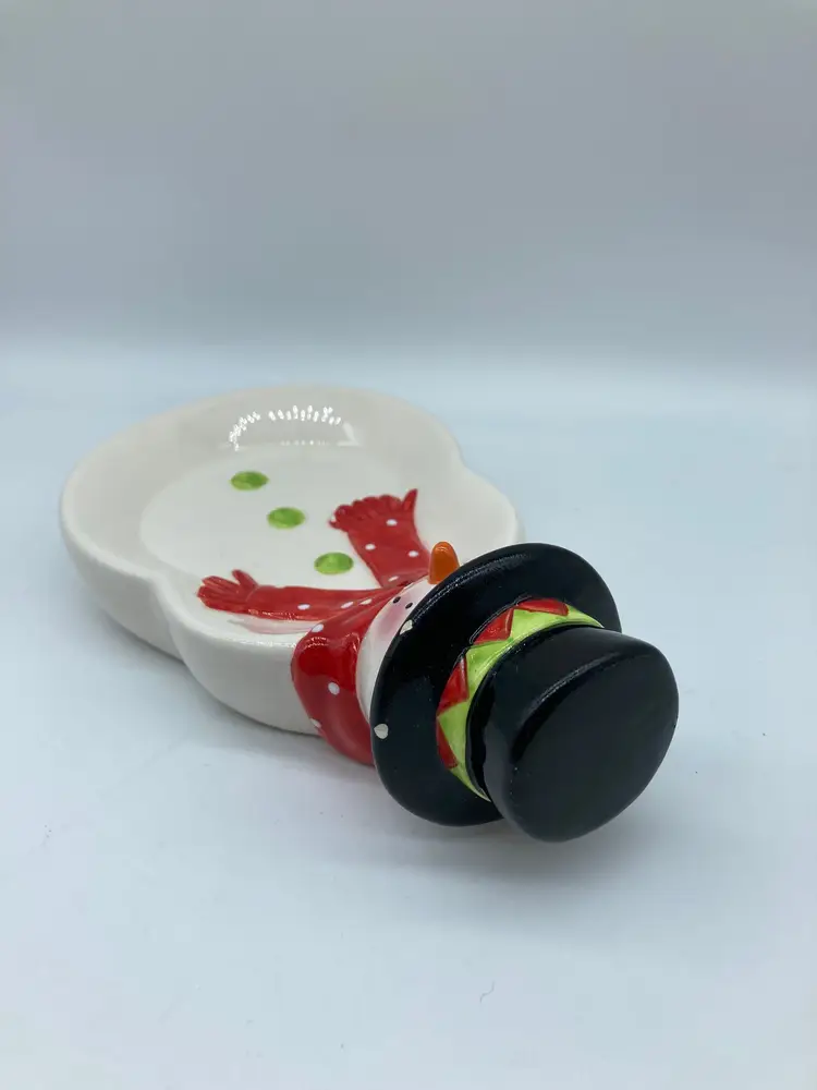 Ceramic Snowman Dish, Spoon Rest