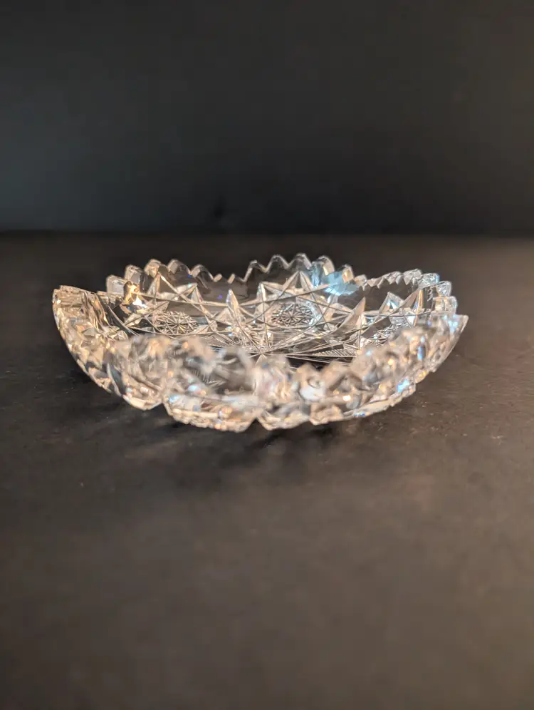 Antique Hawkes American Brilliant Cut Glass Small Bowl 5" Wide