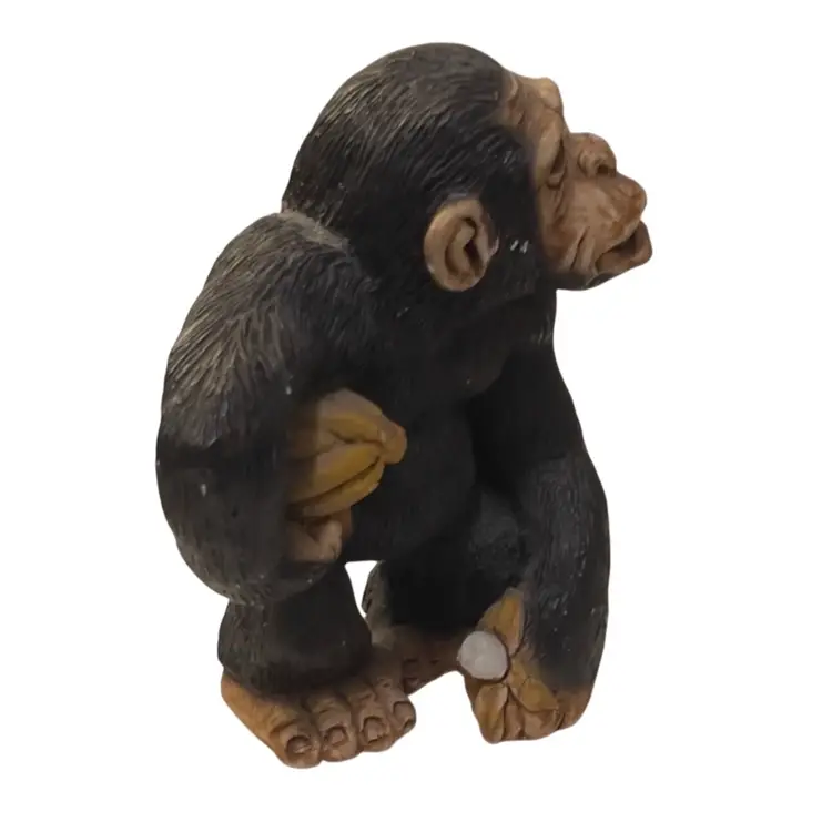 Monkey Chimpanzee Figurine Coconut Banana Signed DC