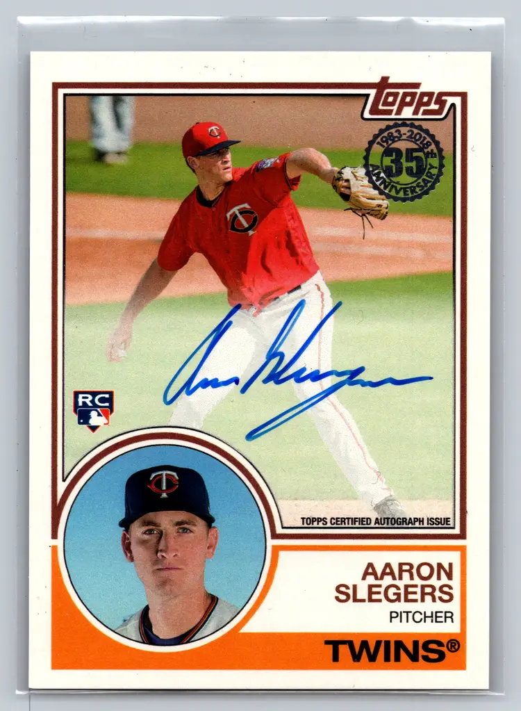 Aaron Slegers 2018 Topps 1983 35th Anniversary Auto Rookie RC Twins Pitcher