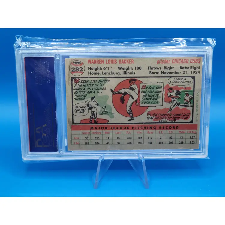 1956 Topps Warren Hacker #282 Graded PSA 5 (EX) Chicago Cubs