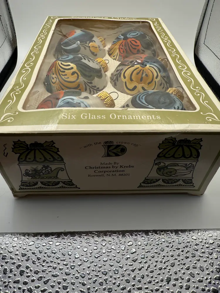 Vintage Hand Painted Glass Christmas Ornament Bulbs (6 total) by LN Gauer 1988