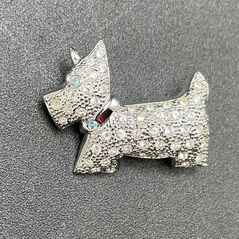Crystal Rhinestone Scottish Terrier Scottie Dog Hound Pin Brooch Jewelry