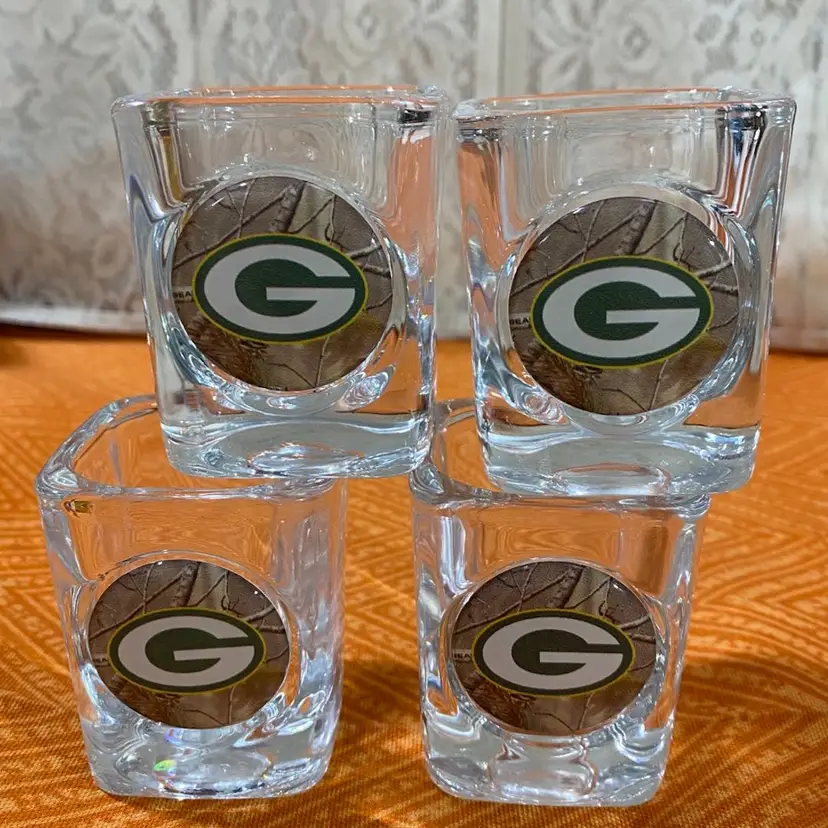 Green Bay Packers Camo Glass Shot Glasses