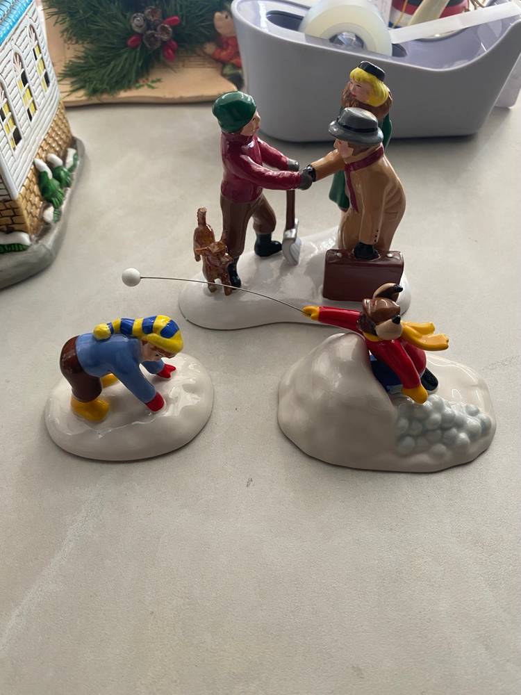 Department 56 kids playing in the snow figurines