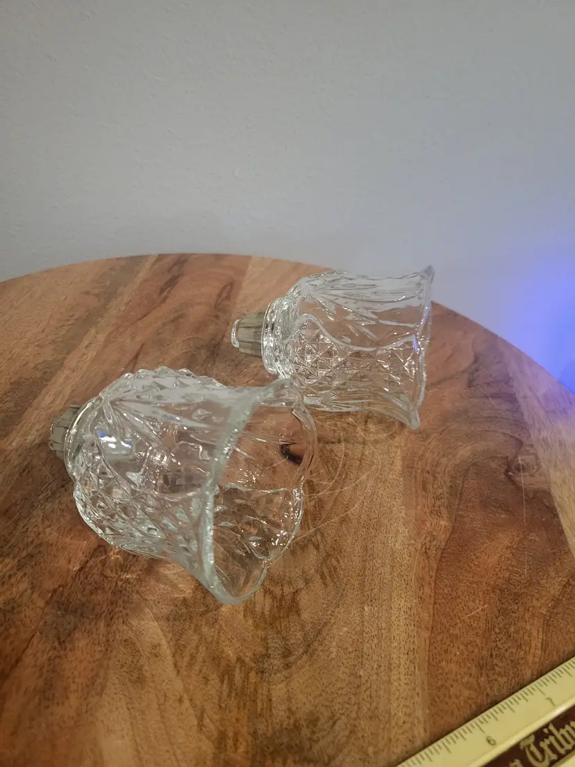 Vintage Homco 3.75"ish Clear Glass Candle Holder Wall Sconce Globes EUC