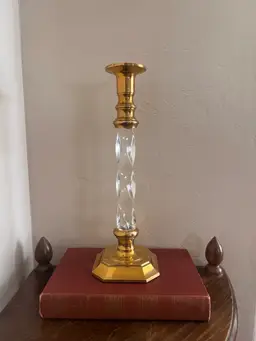 Vintage Regency Style Brass & Twisted Lucite Candlestick