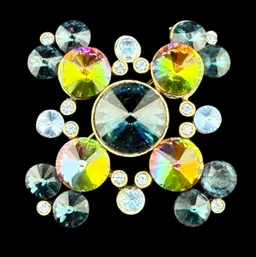 Wiess Rivoli Watermelon AB Rhinestone Brooch 2"