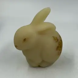 Vintage Fenton Custard Glass Bunny Hand Painted Rabbit By Paula Y. Palmer