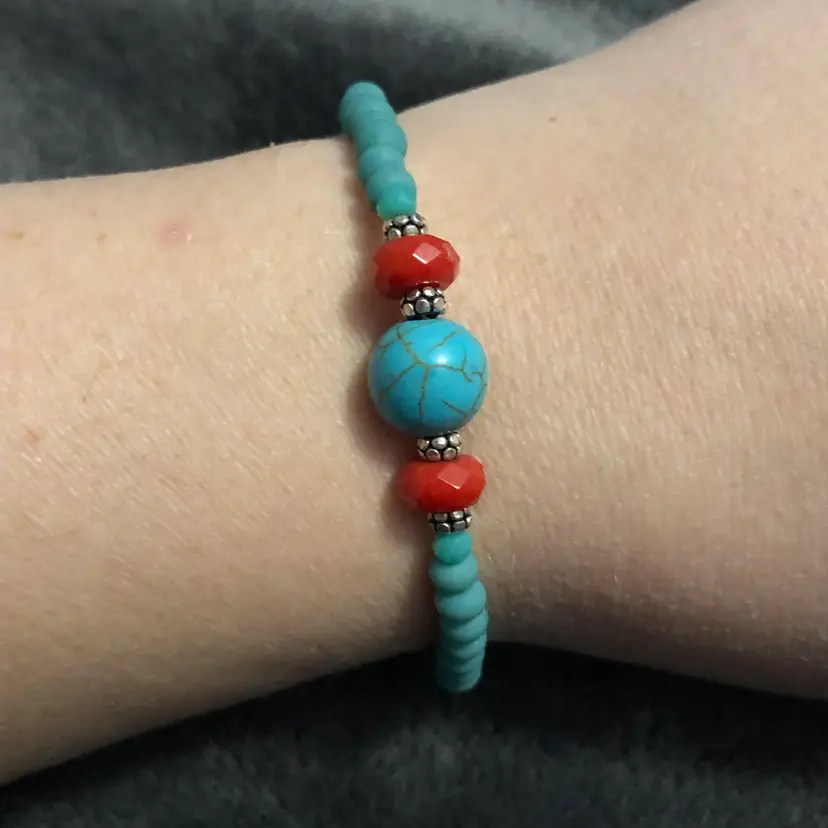 Turquoise & Coral Bracelet