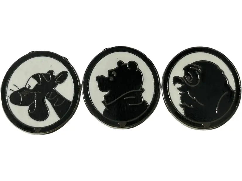 3 Disney Trading Pin Character Silhouette Winnie the Pooh Tigger Owl
