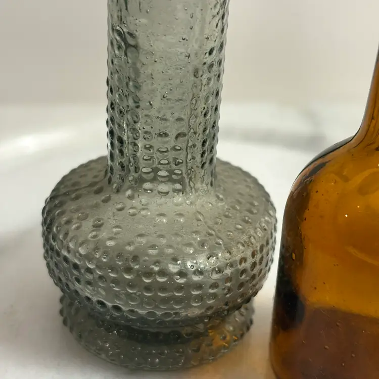 Wheaton 2 VTG Miniature Glass Bottles Green And Amber