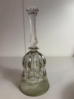 Global Art Hand Cut Lead Green and Clear Crystal Bell, West Germany