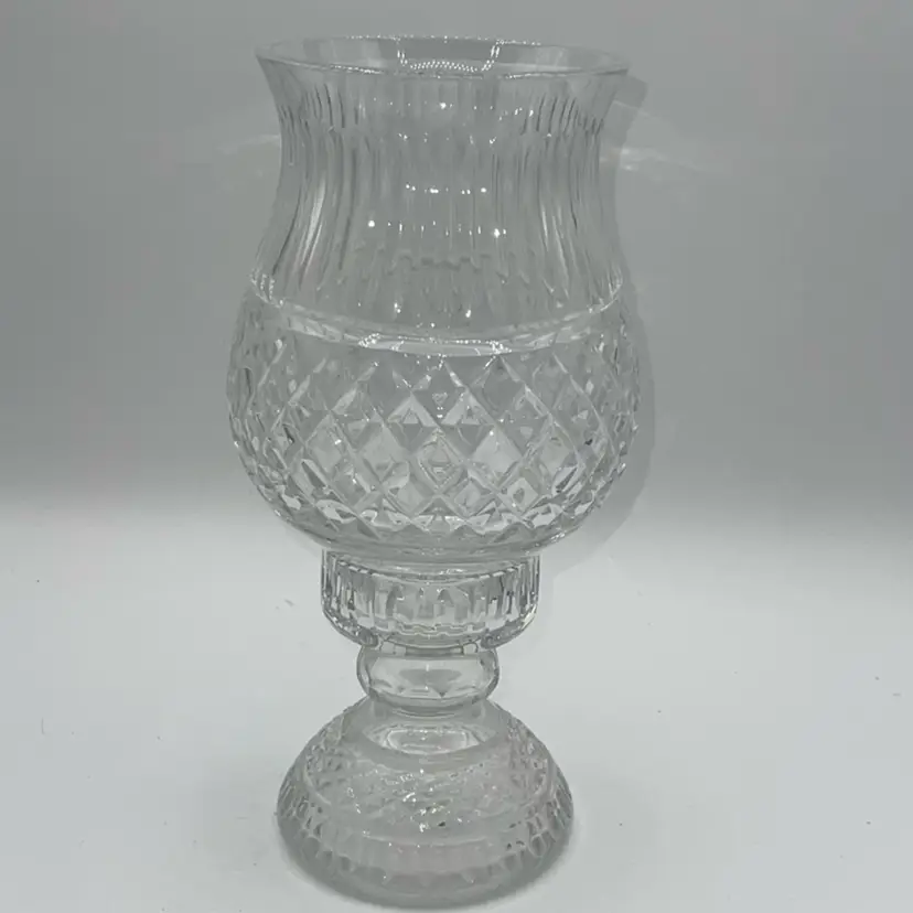 VTG 10”/H X 4.5”/D Large Lead Crystal Vase Styled Pedestal Candle Holder