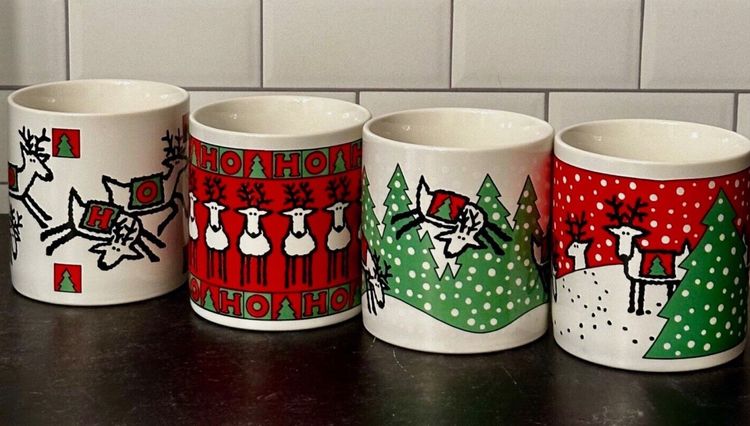 1988 Dayton Hudson Ho Ho Ho Set Of 4
Mugs Vintage