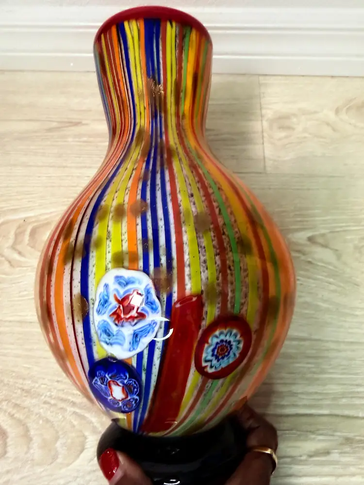 Colorful Striped Vintage-Inspired Vase