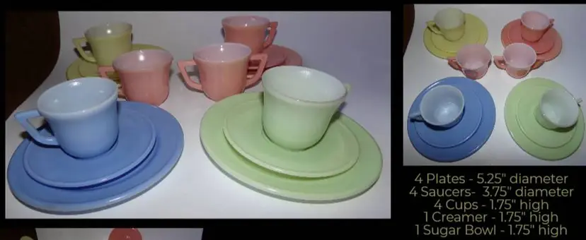 Vintage Hazel Atlas Pastel 14 Pc. '20th Century Little Hostess' Set