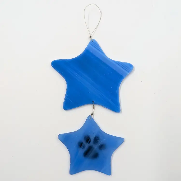 Blue Glass & Enamel Border Collie Dog Ornament