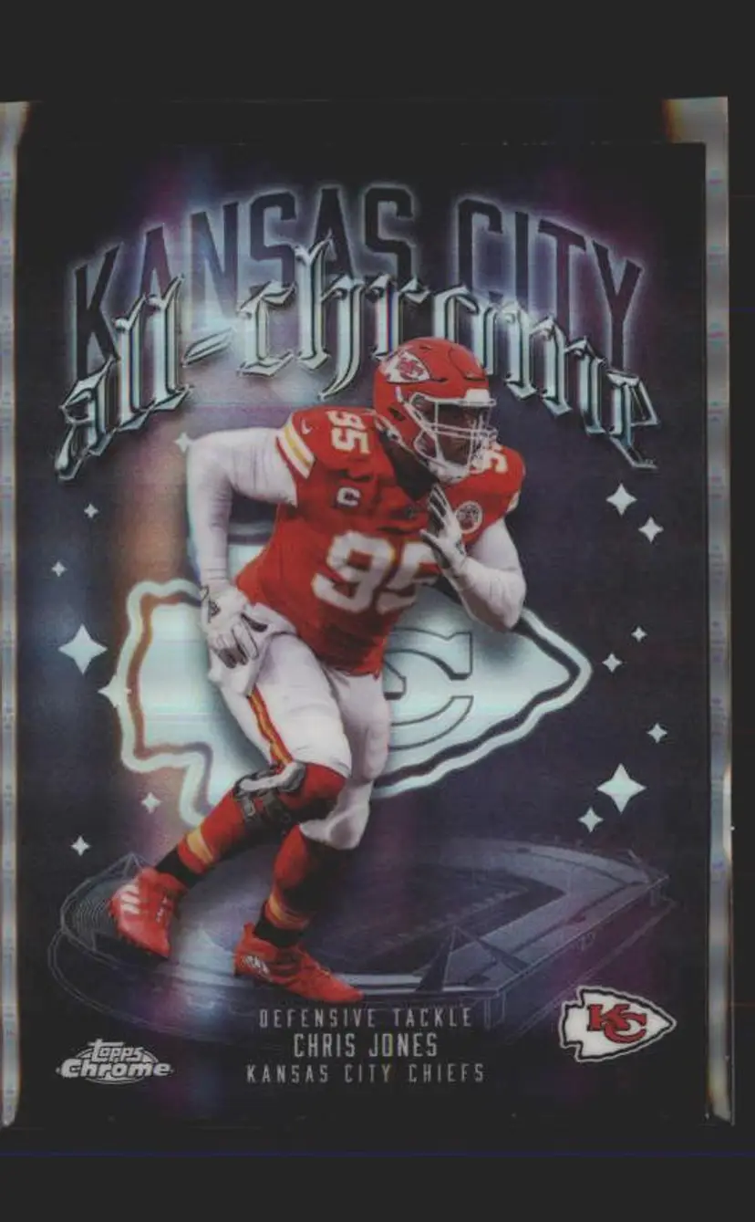 Chris Jones 2025 Topps Chrome #ACT-17 All-Chrome Team Refractor - (138) - Kansas City Chiefs