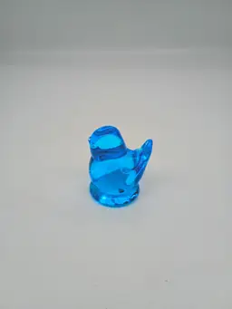 Blue Bird of Happiness Art Glass Signed Leo Ward 1990 Vintage Terra Studios.