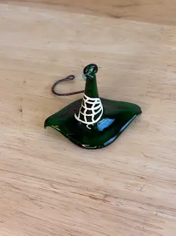 Green Glass Halloween Hat Ornament