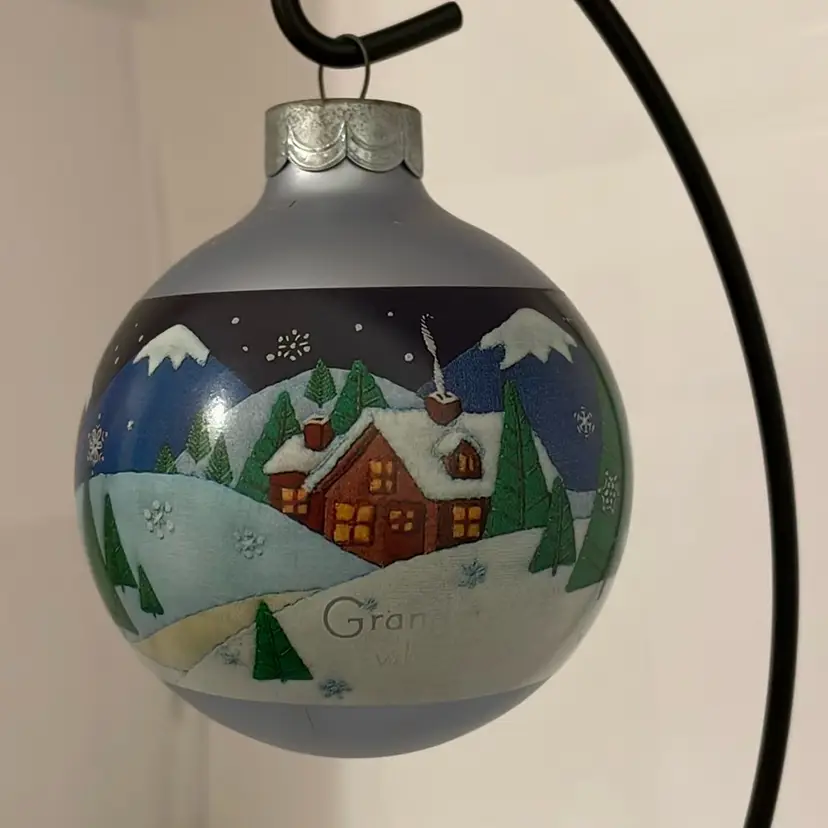 #114 1984 Hallmark Round Glass Grandparents Ornament