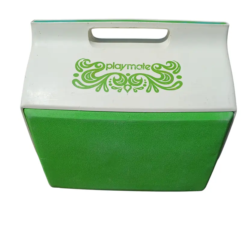 Vintage RARE 1960s bright green PLAYMATE cooler white IGLOO insulated personal