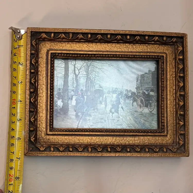 Vintage Framed Picadilly Road Winter Day in London Print