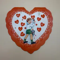 Vintage Valentine Be My Valentine Painter Die Cut Card - Unused