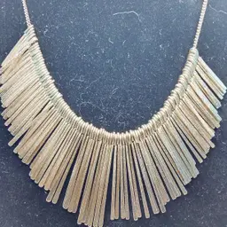 Stella and Dot, Gold Toned, Metal, Fringed, Statement Necklace, Pre-Owned, Not-Signed,