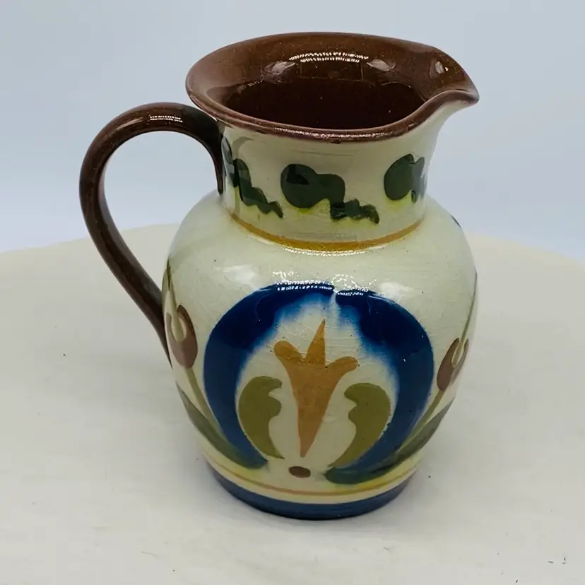 #1806 Longpark Pottery Torquay Ware A Good Friend Is Worth Many Relatives In Dialect Creamer Devon Folk Art