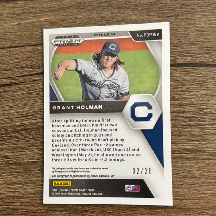 Grant Holman
2021 Panini Prizm Draft Picks 
Orange Prizm Auto /20
Oakland Athletics 