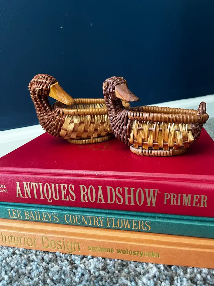 Vintage Wicker Duck Shaped Baskets
