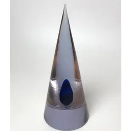 Vintage Murano Italy Cenedese Cone Shaped Art Glass Paperweight Blue Bubble